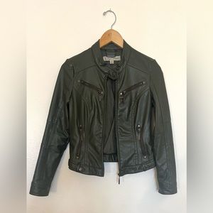Faux Leather Jacket - Army Green